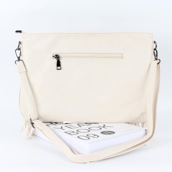 Women’s Leather Fringe Hobo Crossbody Bag Small Tassel Shoulder Purse - Picture 4 of 6